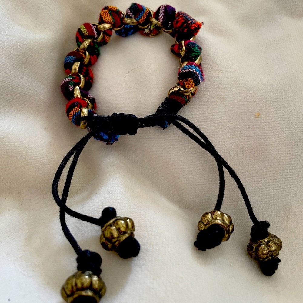 3 for $24 Multicolor fabric and gold festival bracelet